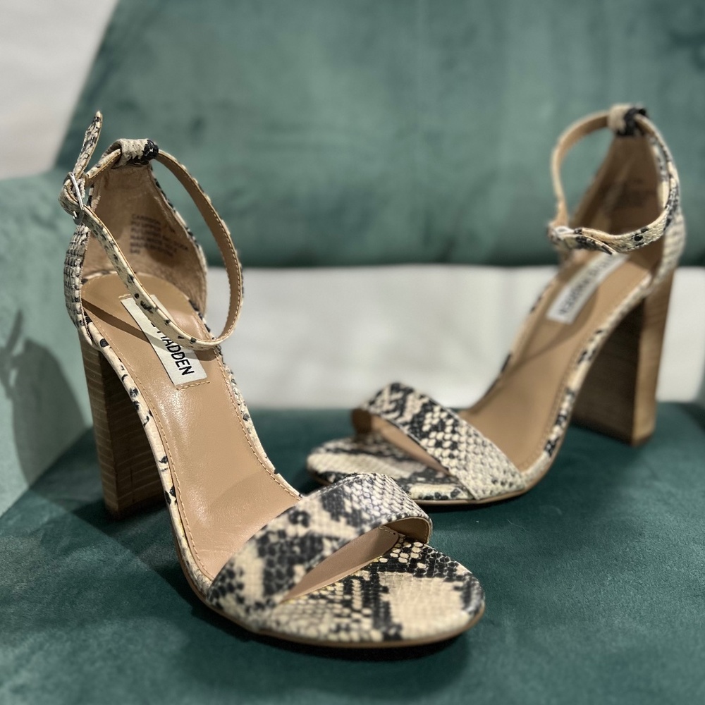 Steve Madden Snake Print Chunky Heels, Size 7.5